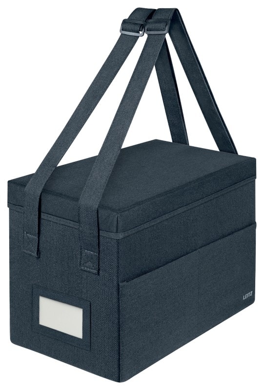 Leitz Fabric Compact Hot Desking Work Bag with Lid 6724 Foldable With Carry Handles Grey 200 x 235 x 355 mm