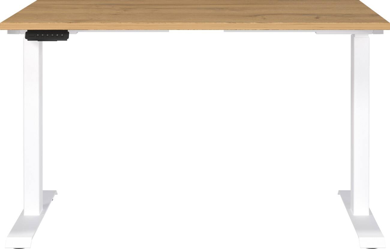 Germania Electronically Height Adjustable Sit Stand Desk Rectangular Grandson-oak repro T-Foot 1,200 (W) x 800 (D) x 1,200 (H) mm Cardboard Metal