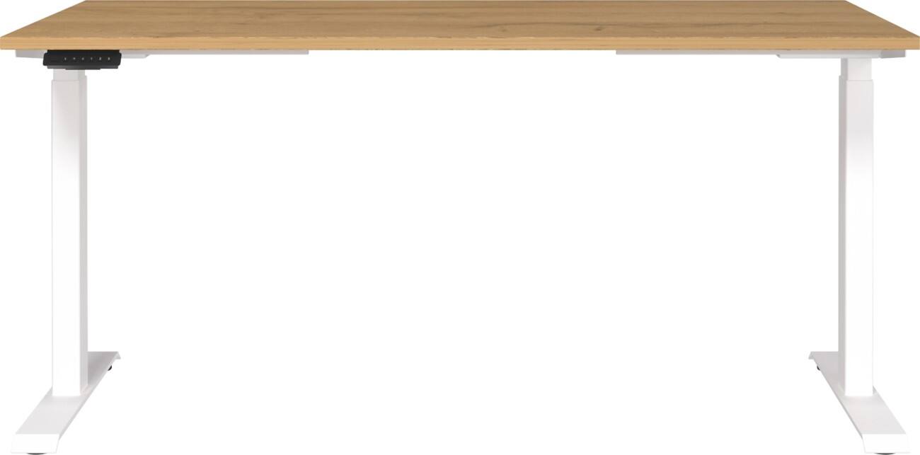 Germania Electronically Height Adjustable Sit Stand Desk Rectangular Grandson-oak repro T-Foot 1,600 (W) x 800 (D) x 1,200 (H) mm Cardboard Metal