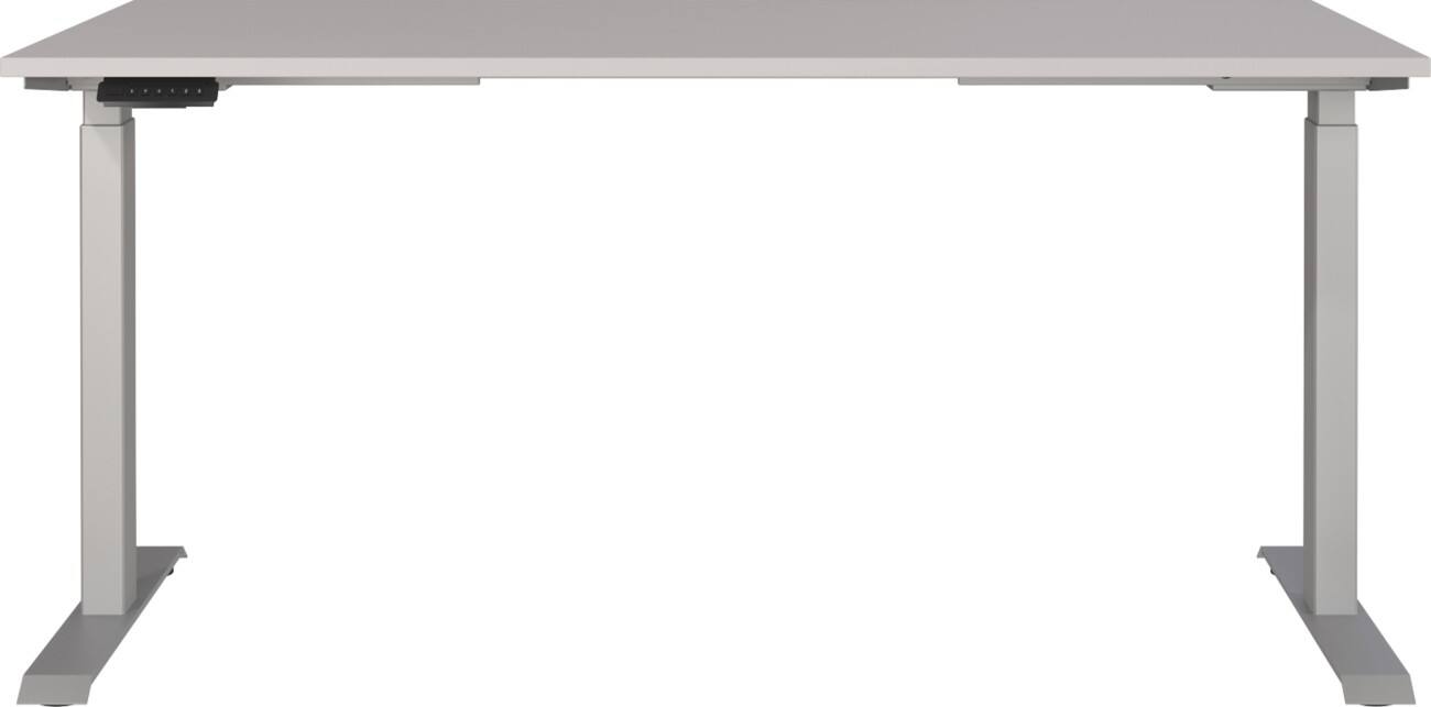 Germania Electronically Height Adjustable Sit Stand Desk Rectangular Cashmere T-Foot 1,600 (W) x 800 (D) x 1,200 (H) mm Cardboard Metal