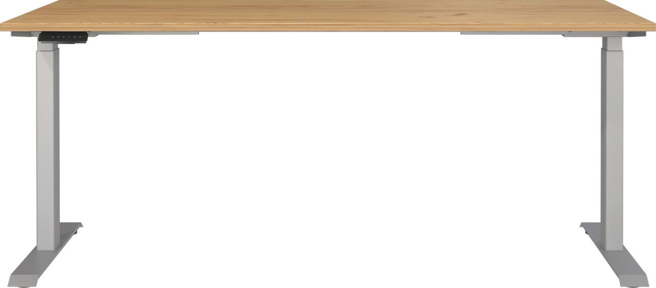 Germania Electronically Height Adjustable Sit Stand Desk Rectangular Navarra-oak repro T-Foot 1,800 (W) x 800 (D) x 1,200 (H) mm Cardboard Metal