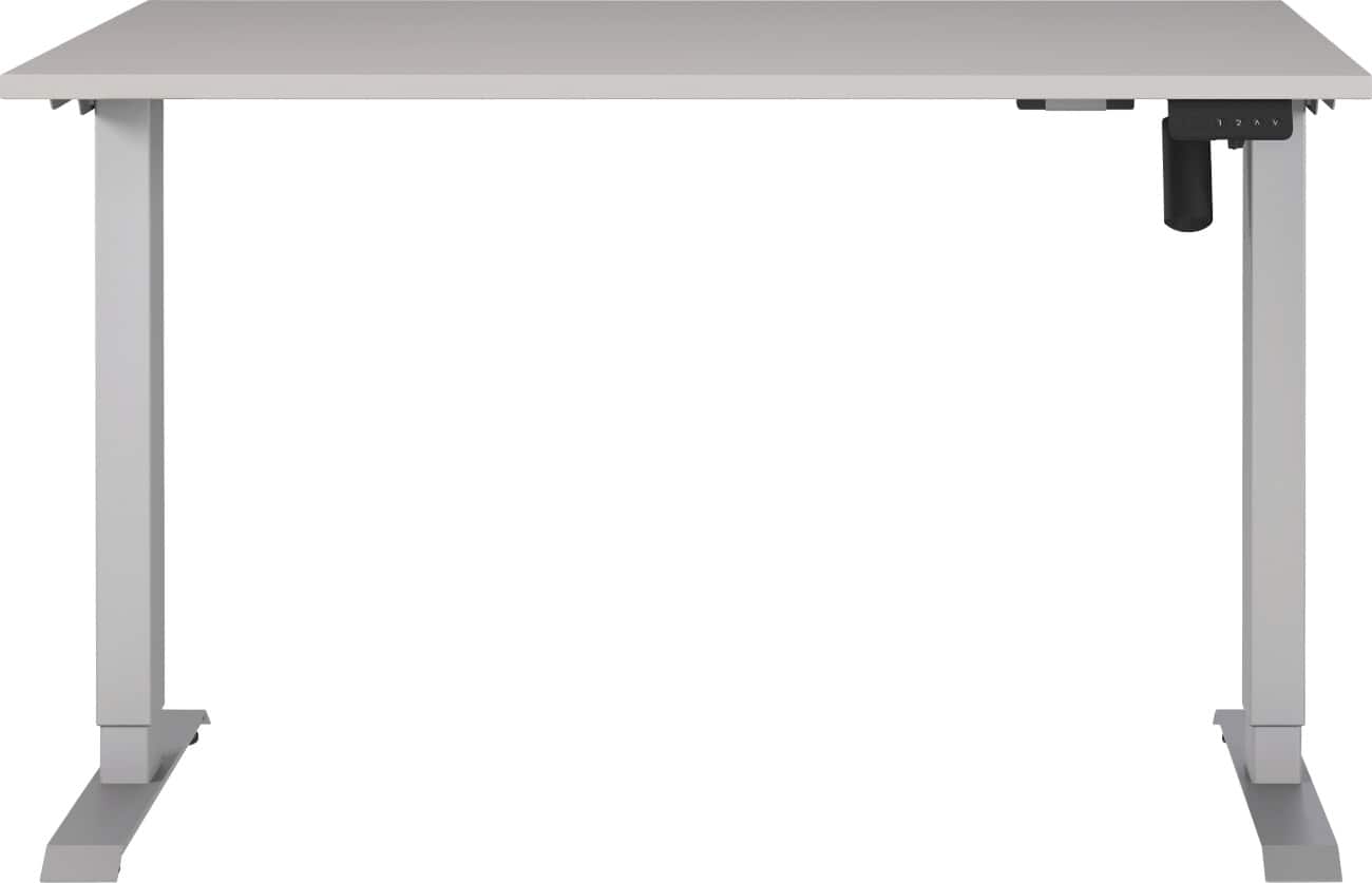 Germania Electronically Height Adjustable Sit Stand Desk Rectangular Cashmere T-Foot 1,200 (W) x 800 (D) x 1,200 (H) mm Cardboard Metal