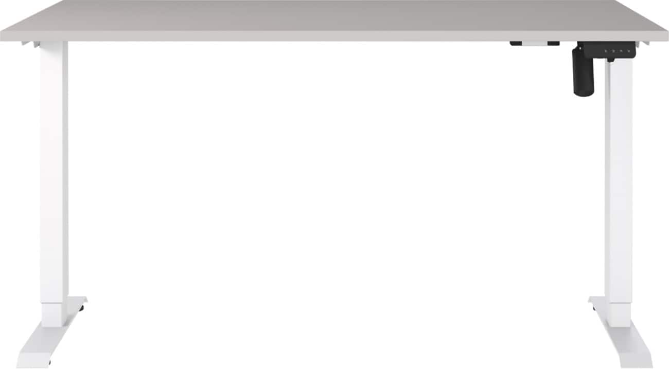 Germania Electronically Height Adjustable Sit Stand Desk Rectangular Cashmere T-Foot 1,400 (W) x 800 (D) x 1,200 (H) mm Cardboard Metal
