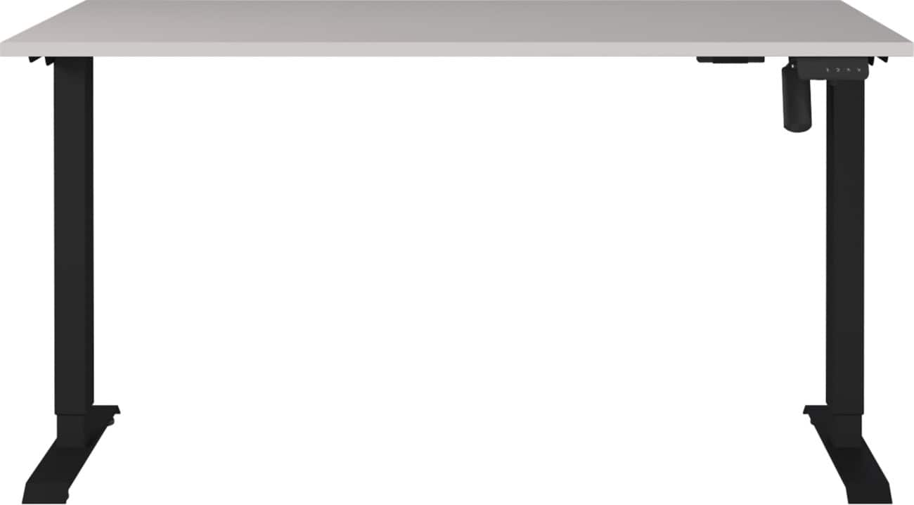 Germania Electronically Height Adjustable Sit Stand Desk Rectangular Cashmere T-Foot 1,400 (W) x 800 (D) x 1,200 (H) mm Cardboard Metal