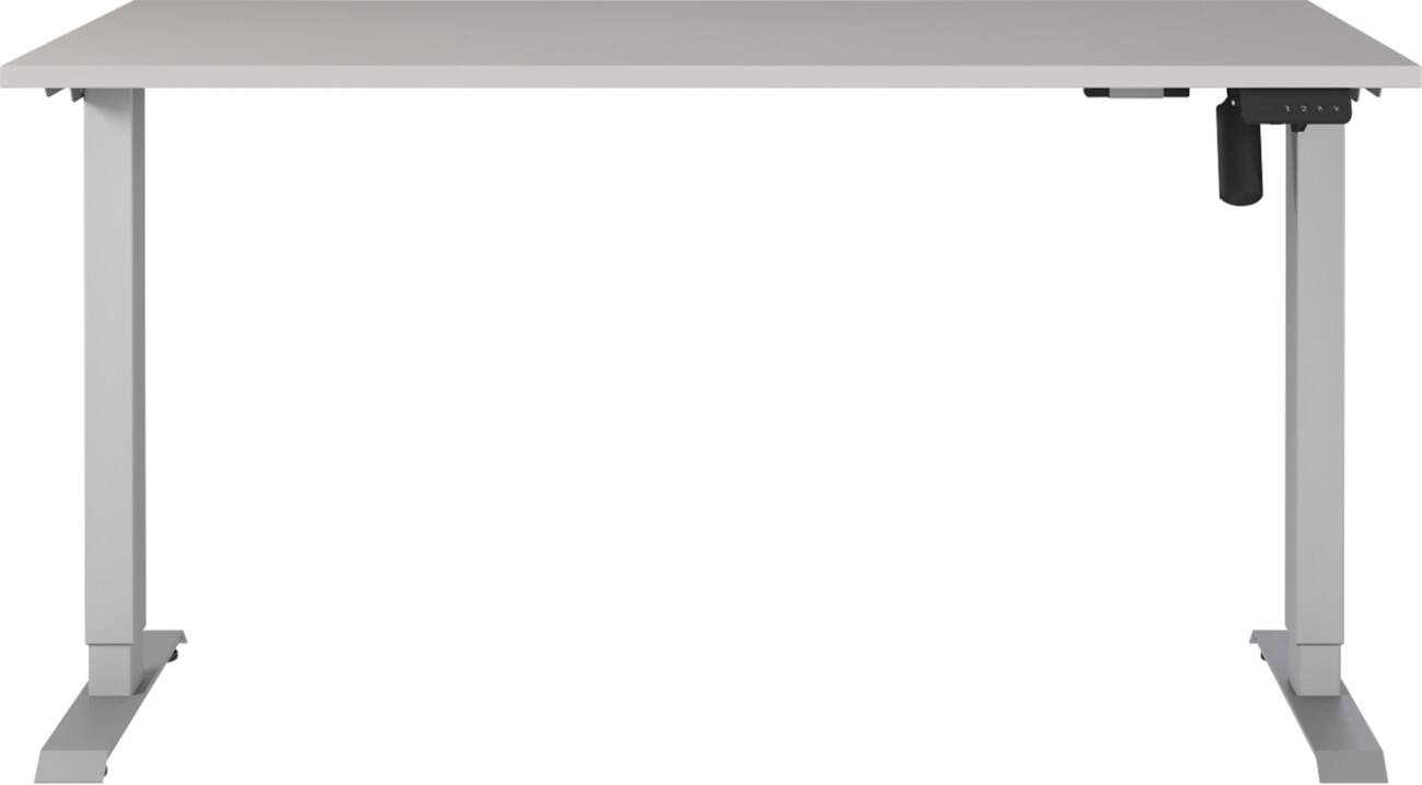 Germania Electronically Height Adjustable Sit Stand Desk Rectangular Cashmere T-Foot 1,400 (W) x 800 (D) x 1,200 (H) mm Cardboard Metal