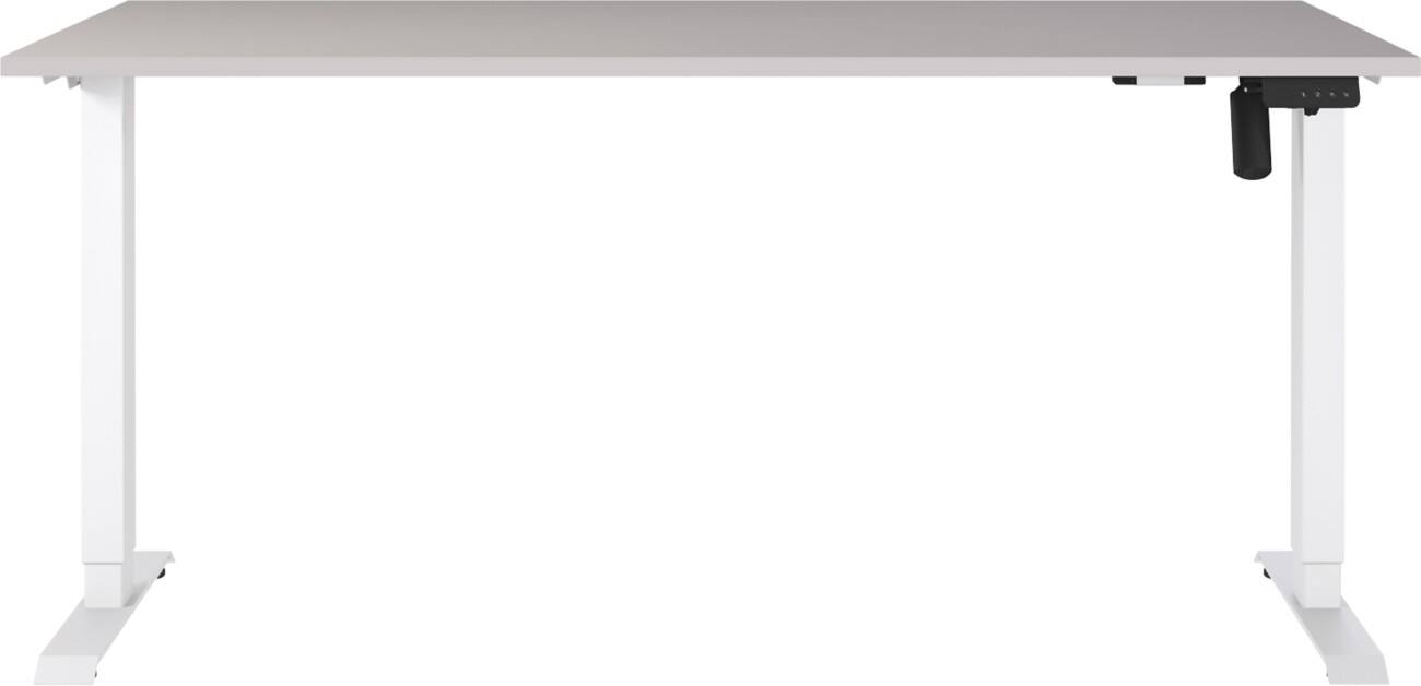 Germania Electronically Height Adjustable Sit Stand Desk Rectangular Cashmere T-Foot 1,600 (W) x 800 (D) x 1,200 (H) mm Cardboard Metal