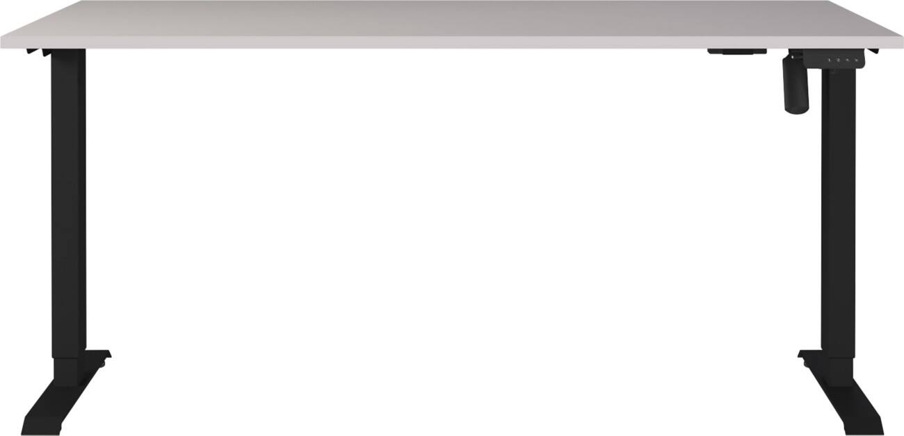Germania Electronically Height Adjustable Sit Stand Desk Rectangular Cashmere T-Foot 1,600 (W) x 800 (D) x 1,200 (H) mm Cardboard Metal