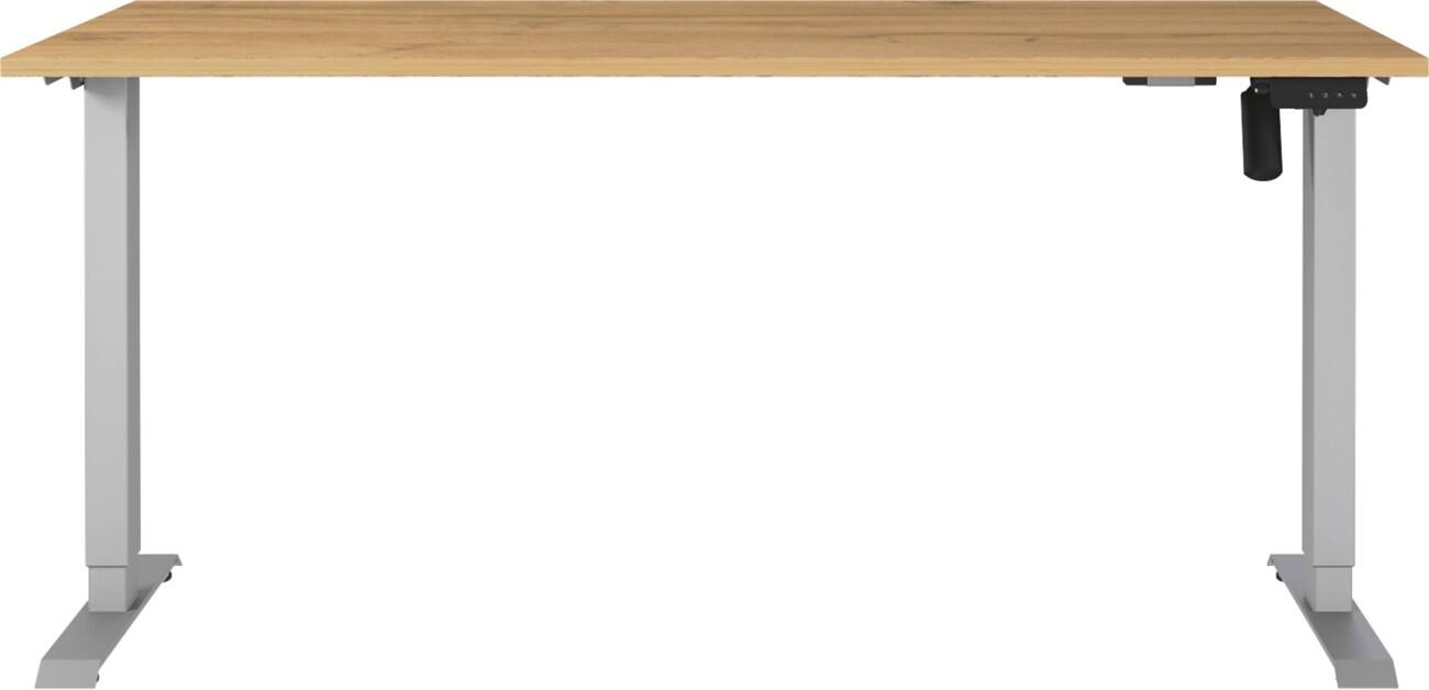 Germania Electronically Height Adjustable Sit Stand Desk Rectangular Grandson-oak repro T-Foot 1,600 (W) x 800 (D) x 1,200 (H) mm Cardboard Metal
