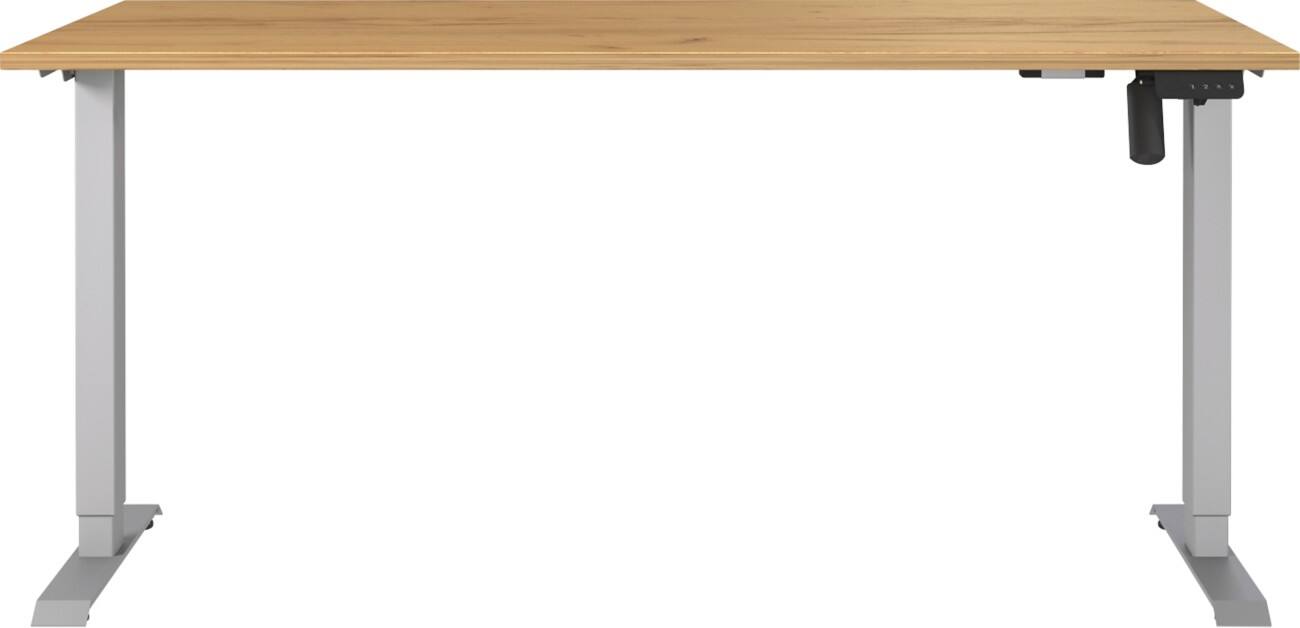 Germania Electronically Height Adjustable Sit Stand Desk Rectangular Navarra-oak repro T-Foot 1,600 (W) x 800 (D) x 1,200 (H) mm Cardboard Metal
