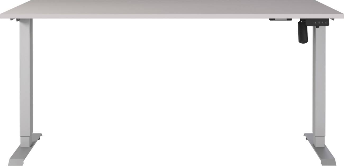 Germania Electronically Height Adjustable Sit Stand Desk Rectangular Cashmere T-Foot 1,600 (W) x 800 (D) x 1,200 (H) mm Cardboard Metal