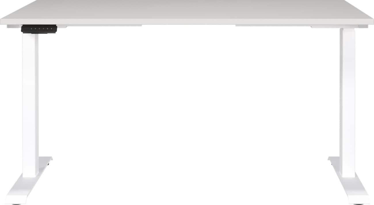 Germania Electronically Height Adjustable Sit Stand Desk Rectangular Lightgrey T-Foot 1,400 (W) x 800 (D) x 1,200 (H) mm Cardboard Metal