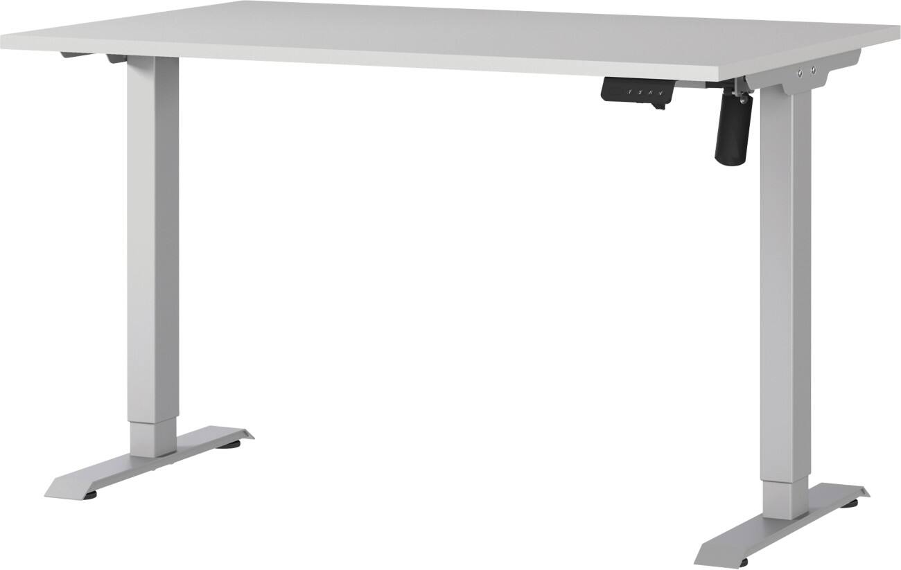 Germania Electronically Height Adjustable Sit Stand Desk Rectangular Lightgrey T-Foot 1,200 (W) x 800 (D) x 1,200 (H) mm Cardboard Metal