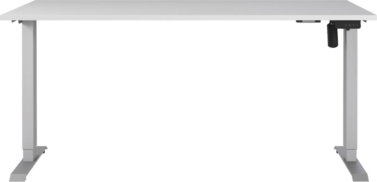 Germania Electronically Height Adjustable Sit Stand Desk Rectangular Lightgrey T-Foot 1,600 (W) x 800 (D) x 1,200 (H) mm Cardboard Metal