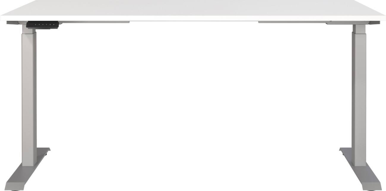 Germania Electronically Height Adjustable Sit Stand Desk Rectangular White T-Foot 1,600 (W) x 800 (D) x 1,200 (H) mm Cardboard Metal