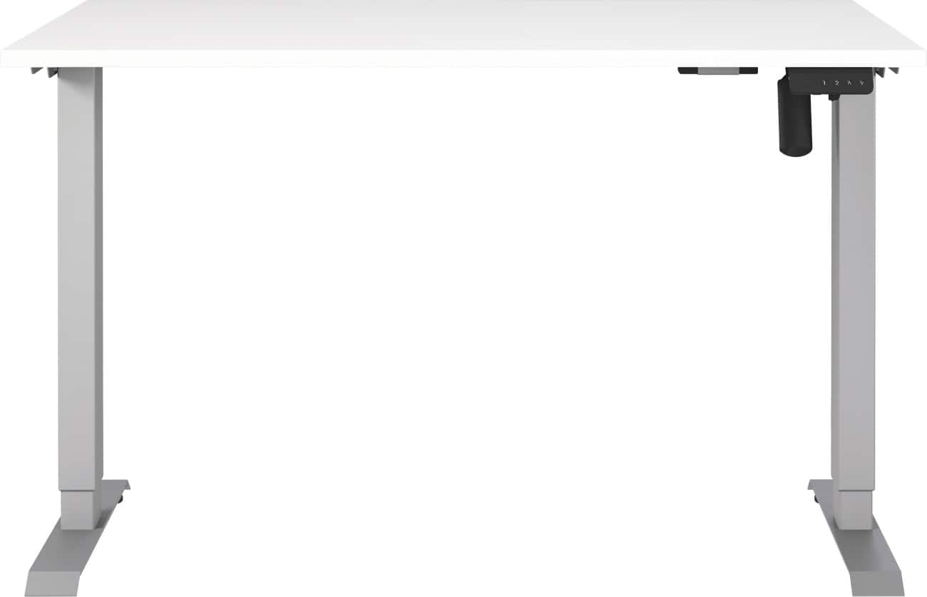 Germania Electronically Height Adjustable Sit Stand Desk Rectangular White T-Foot 1,200 (W) x 800 (D) x 1,200 (H) mm Cardboard Metal
