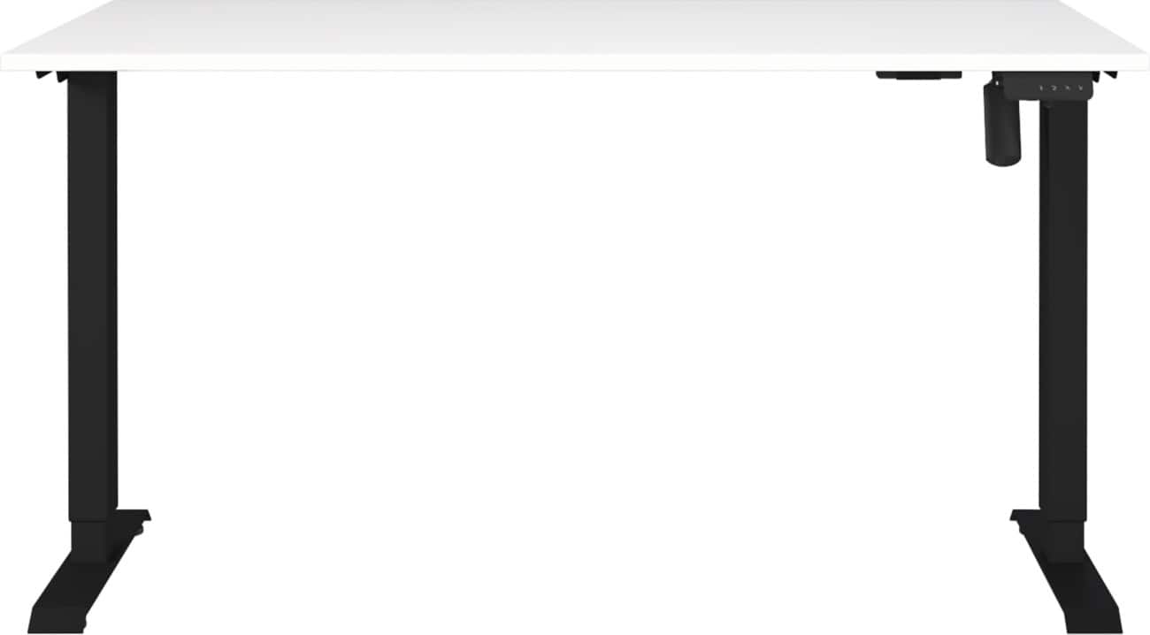 Germania Electronically Height Adjustable Sit Stand Desk Rectangular White T-Foot 1,400 (W) x 800 (D) x 1,200 (H) mm Cardboard Metal