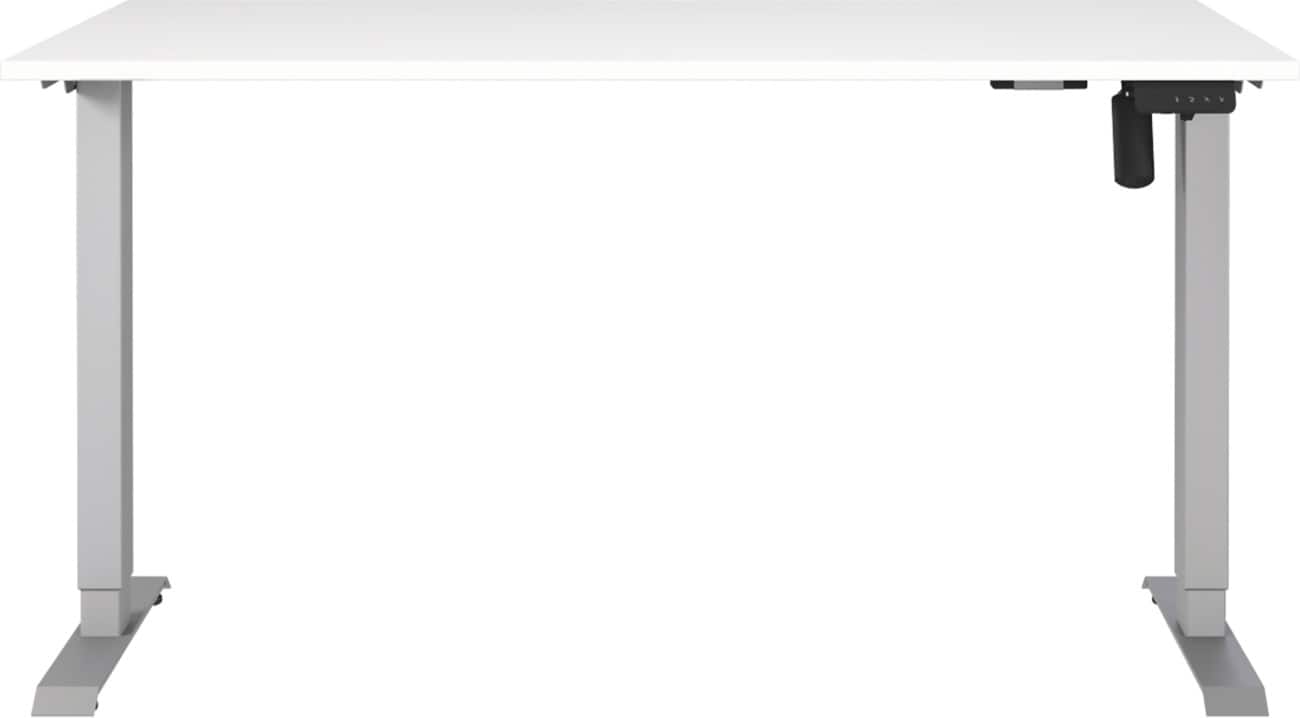 Germania Electronically Height Adjustable Sit Stand Desk Rectangular White T-Foot 1,400 (W) x 800 (D) x 1,200 (H) mm Cardboard Metal