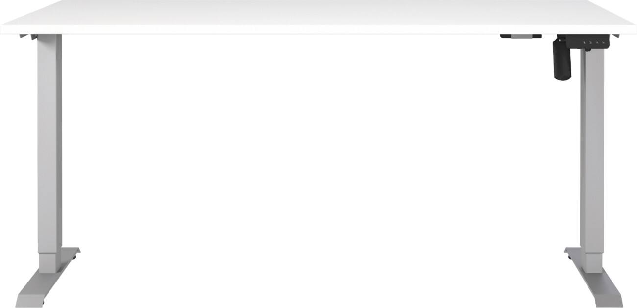Germania Electronically Height Adjustable Sit Stand Desk Rectangular White T-Foot 1,600 (W) x 800 (D) x 1,200 (H) mm Cardboard Metal