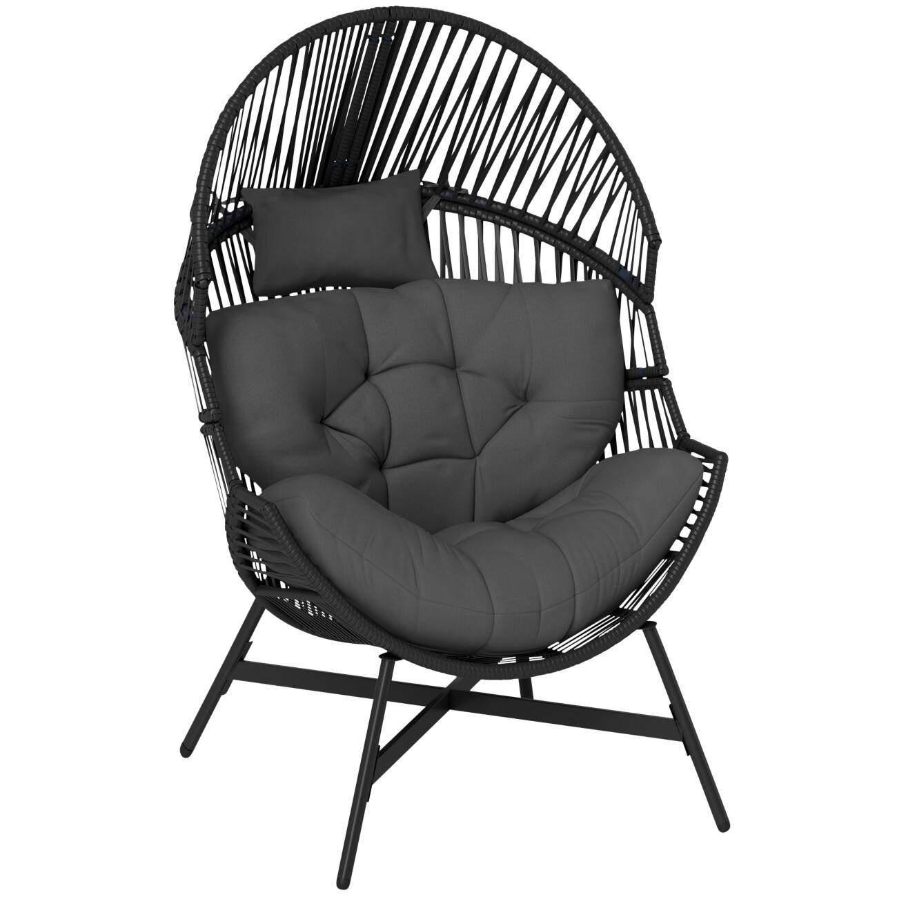 OutSunny Garden Chair Steel, PL (Polyester) 950 x 970 x 1,410 mm Grey Outdoor