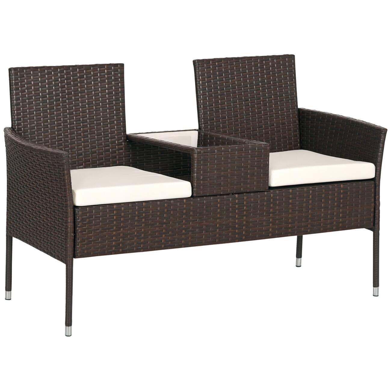 OutSunny Outdoor Rattan Chair 1,370 x 590 x 82,000 mm PE Rattan, Steel Brown,Cream Outdoor