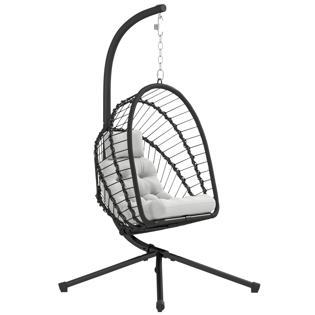 OutSunny Outdoor Rattan Swing Chair Steel, PE Rattan 1,000 x 1,310 x 1,940 mm Black Outdoor