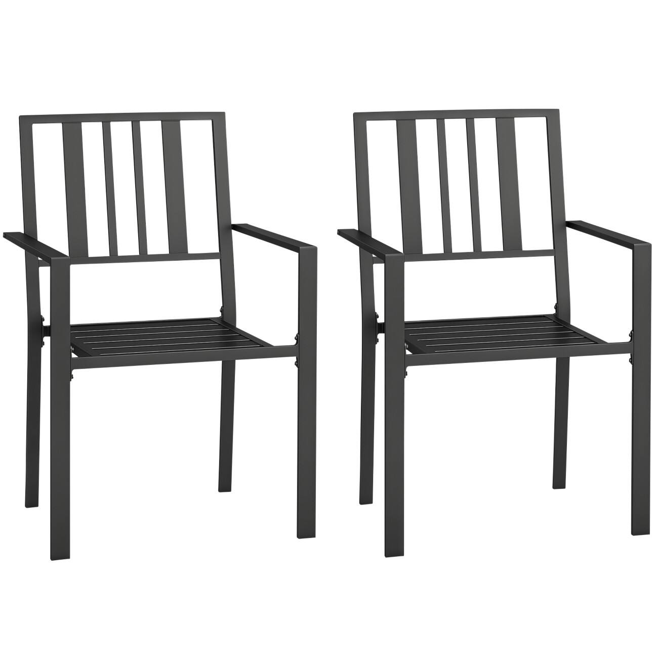 OutSunny Garden Furniture Set Galvanised Steel 570 x 580 x 890 mm Black Outdoor 2 Pieces