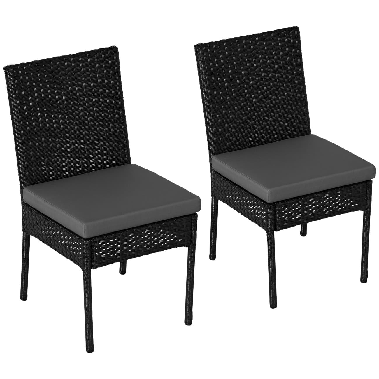 OutSunny Outdoor Rattan Chair Steel, PE Rattan 440 x 580 x 880 mm Black Outdoor 2 Pieces