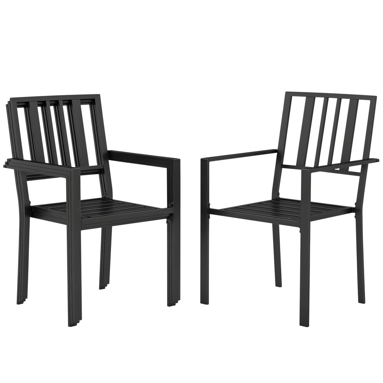 OutSunny Garden Furniture Set Galvanised Steel 570 x 580 x 890 mm Black Outdoor 4 Pieces