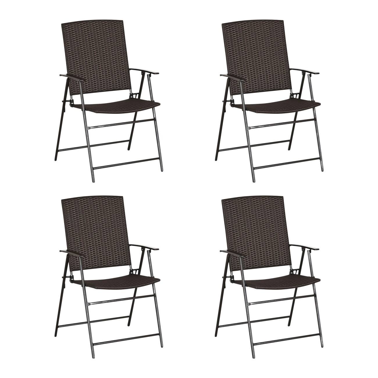 OutSunny Outdoor Rattan Chair Steel, PE Rattan 610 x 580 x 940 mm Brown Outdoor 4 Pieces