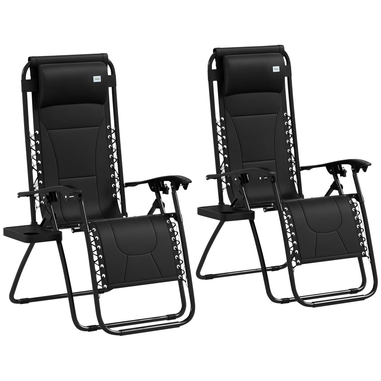 OutSunny Sun Lounger Steel, Oxford Fabric, Sponge, PP 650 x 890 x 1,130 mm Black Outdoor