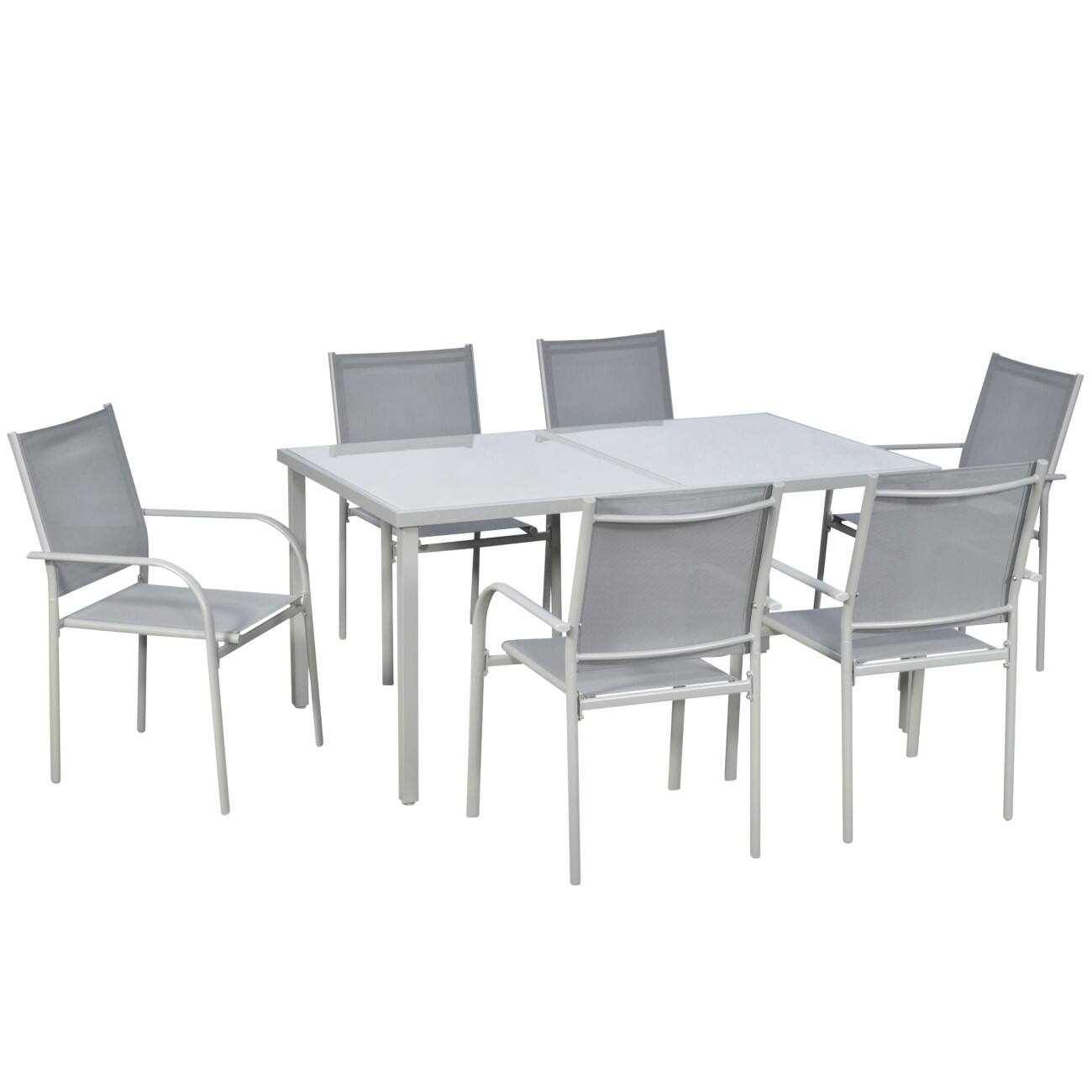 OutSunny Chair Table Set Steel Grey Outdoor