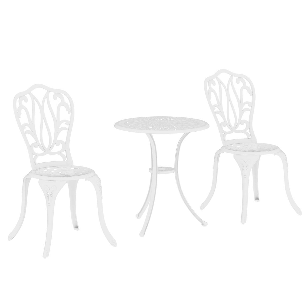 OutSunny Chair Table Set Aluminium White Outdoor