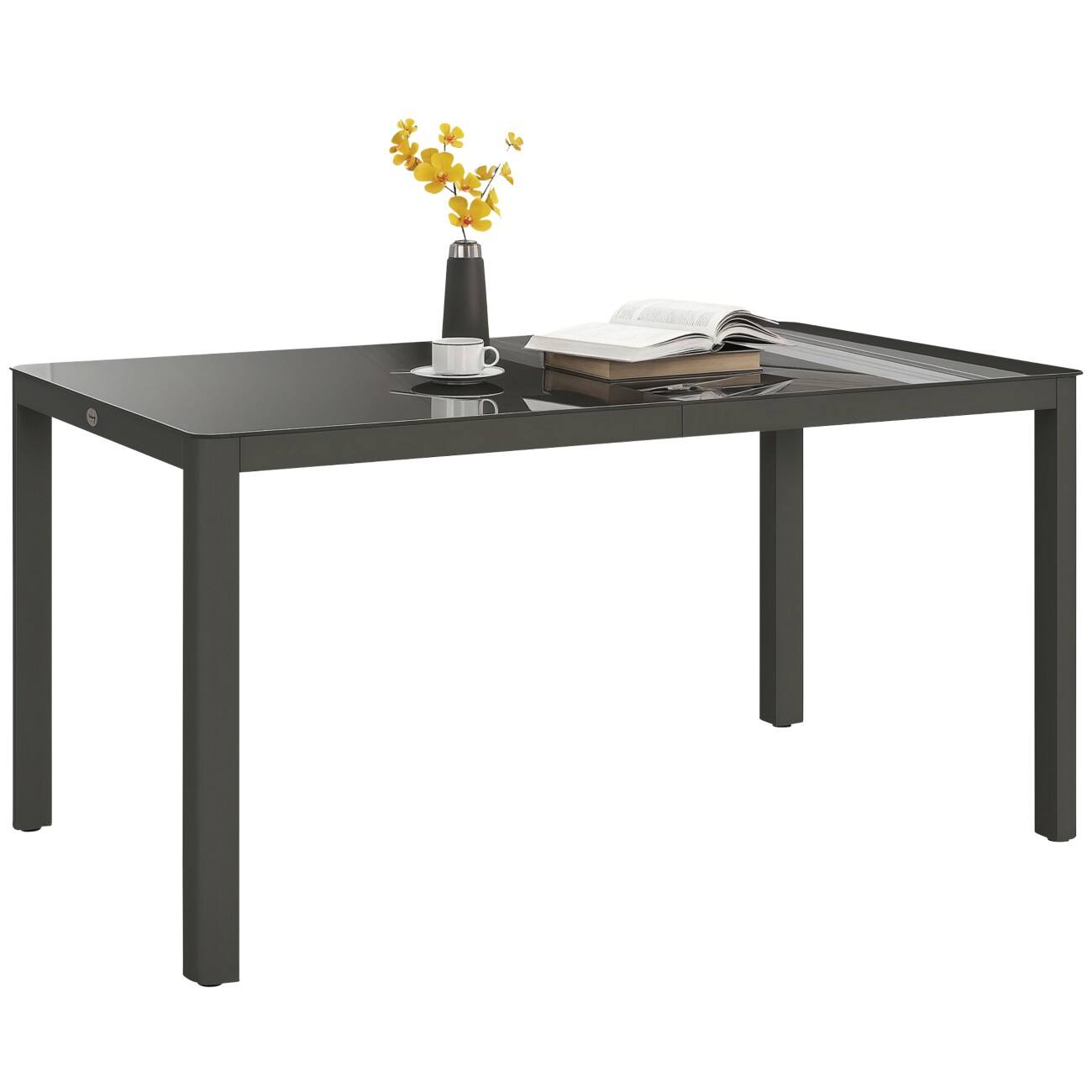 OutSunny Dining Table Aluminium, Tempered Glass 1,500 x 880 x 740 mm