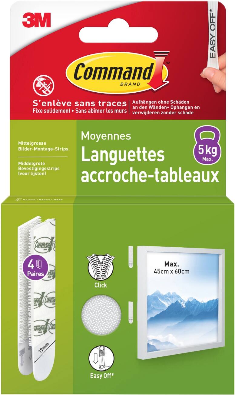 Command Poster Strips 17204WHI 5 kg Foam, Plastic White 4 Pairs