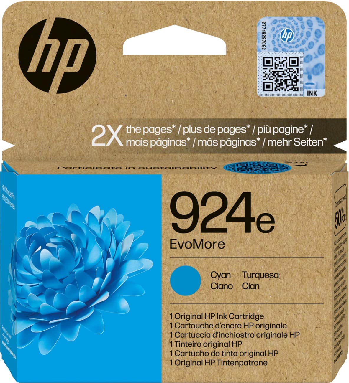 HP 924e Original Ink Cartridge 4K0U7NE Cyan
