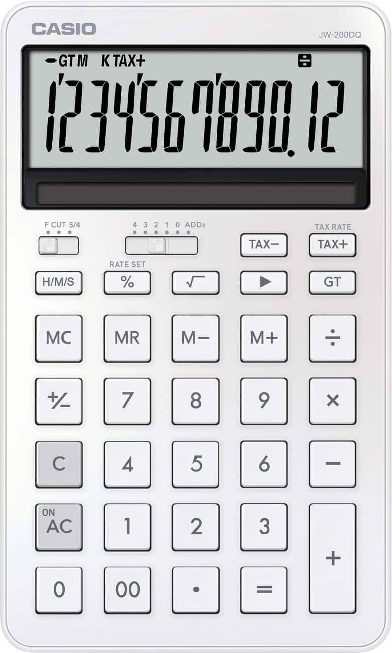 Casio Desktop Calculator Digit Display White Battery JW-200DQ-WE