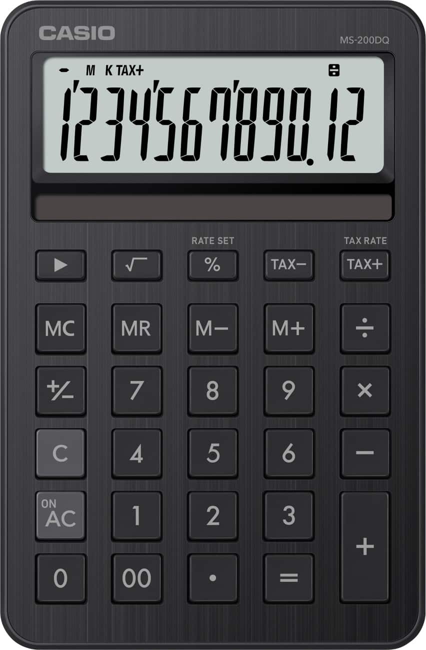 Casio Desktop Calculator Digit Display Black Battery MS-200DQ-BK