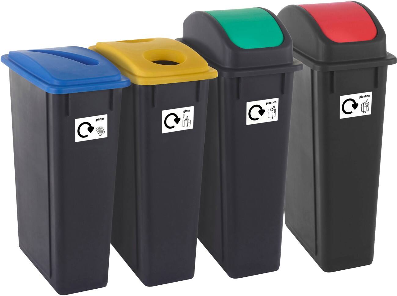 GPC Recycling Bin Black Plastic Pack of 4