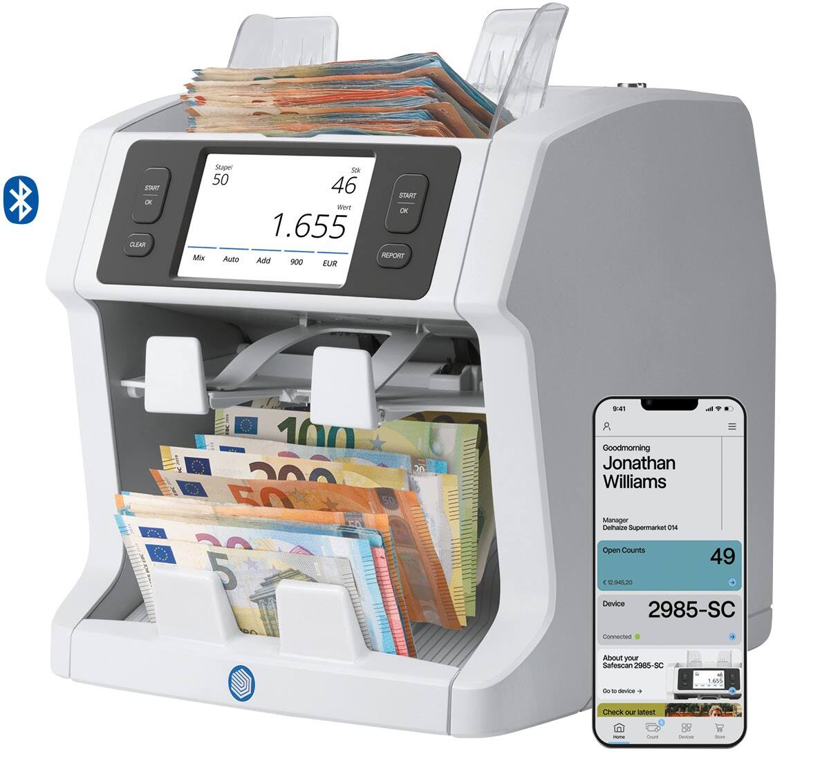 Safescan Banknote Counter With Counterfeit Checker Grey