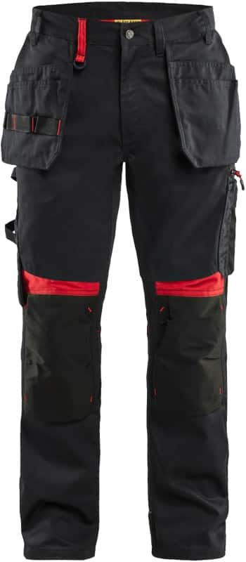 BLÅKLÄDER Trousers 15551860 Cotton, PL (Polyester) Black, Red Size 30S