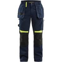 BLÅKLÄDER Trousers 15551860 Cotton, PL (Polyester) Dark Navy Blue, Yellow Size 32L