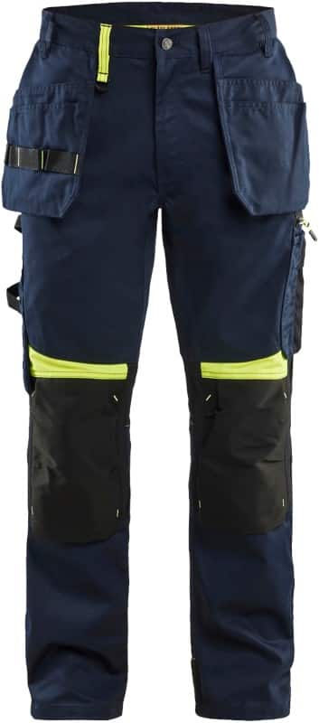BLÅKLÄDER Trousers 15551860 Cotton, PL (Polyester) Dark Navy Blue, Yellow Size 42R