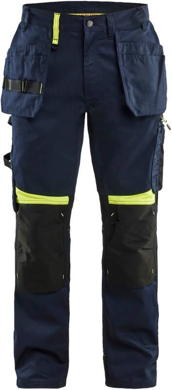 BLÅKLÄDER Trousers 15551860 Cotton, PL (Polyester) Dark Navy Blue, Yellow Size 45S
