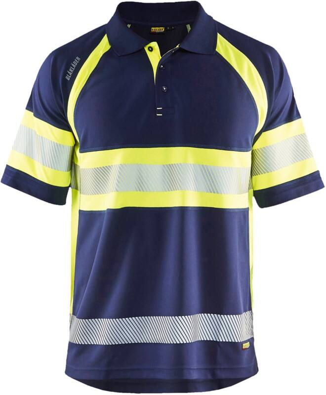 BLÅKLÄDER Polo Shirt 33381051 PL (Polyester) Navy Blue, Yellow Size XXXL