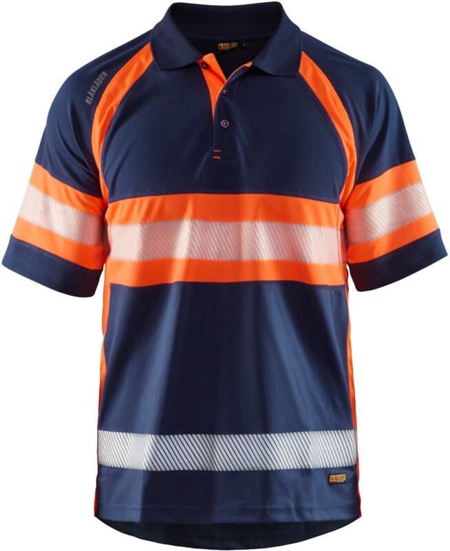 BLÅKLÄDER Polo Shirt 33381051 PL (Polyester) Navy Blue, Orange Size XL