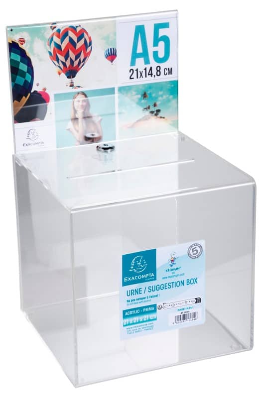 Exacompta Office Suggestion Box A5 21 (W) x 21 (D) x 36.5 (H) cm Transparent