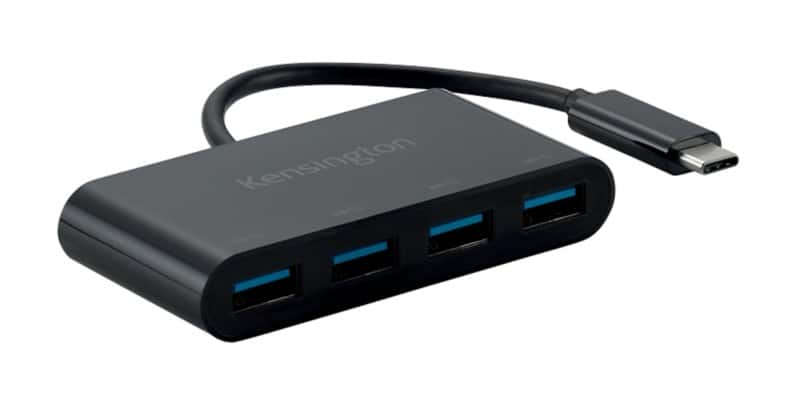 Kensington CH1200 4 x USB-A Female  to 1 x USB-C Male Hub K33616WW 10Gbps 4 Ports Black
