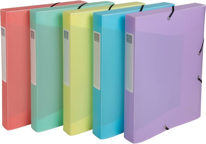 Exacompta Chromaline Pastel Filing Box 59270E A4 PP (Polypropylene) Rubber Band 25 (W) x 4 (D) x 33 (H) cm Assorted Colours 40 mm Pack of 8