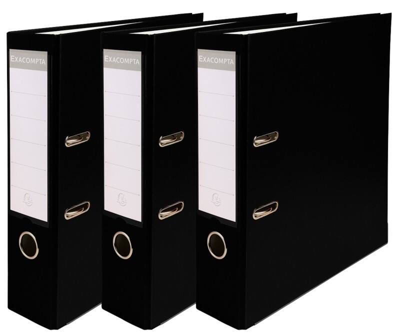 Exacompta Wide Lever Arch File A4 75 mm Black 2 Rings 918401SE Plastic  12 Pieces