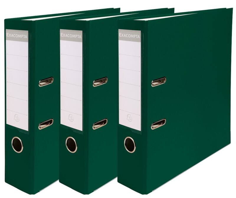 Exacompta Wide Lever Arch File A4 75 mm Dark Green 2 Rings 918405SE Plastic  12 Pieces